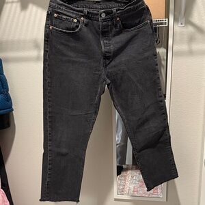 Levi’s 501 button ups women size 30 Black Jeans, hem cut down to 23” crop inseam